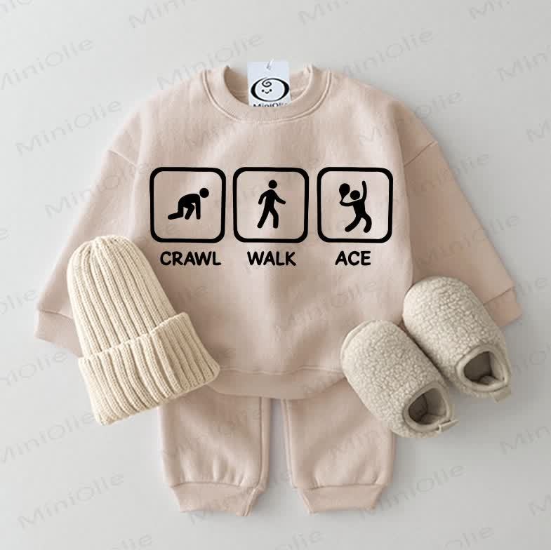 CRAWL WALK ACEベビー スウェットシャツ 2点セット ベージュ - ベージュ - 2～3歳 - image 1