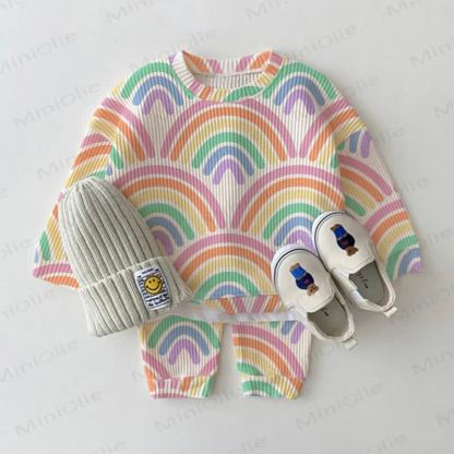 ベビー幼児用レインボーワッフル2ピースベージュセット - ベージュ - 3～5歳 - image 1