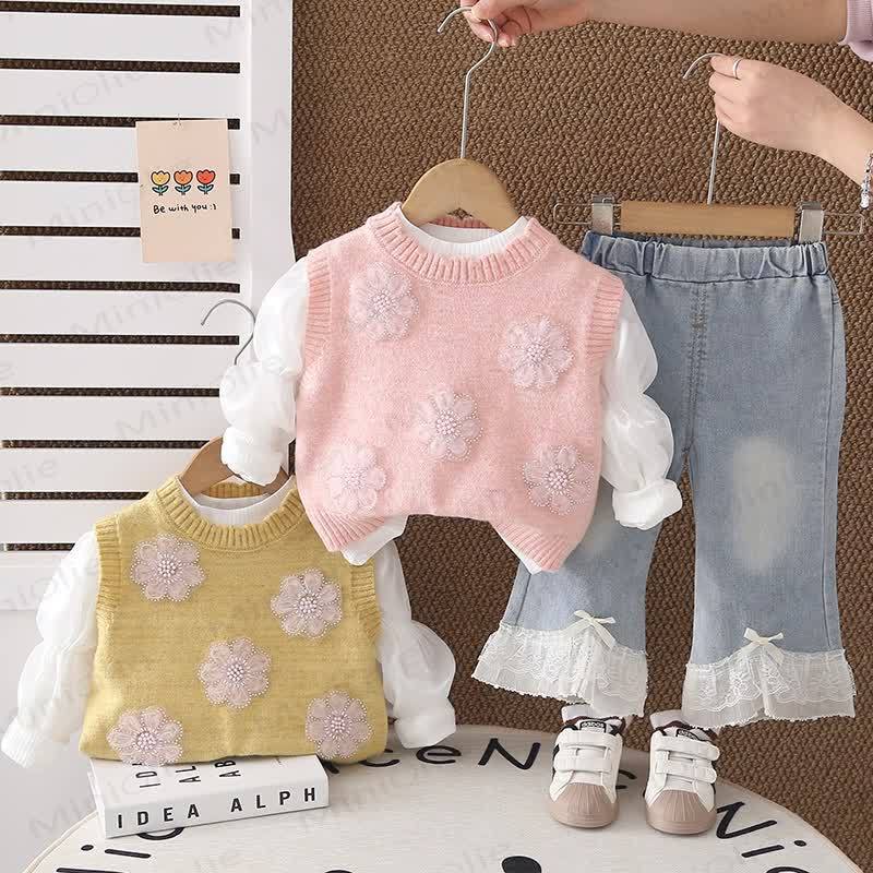 ベビー 幼児 女の子 花柄 3点セット - image 1