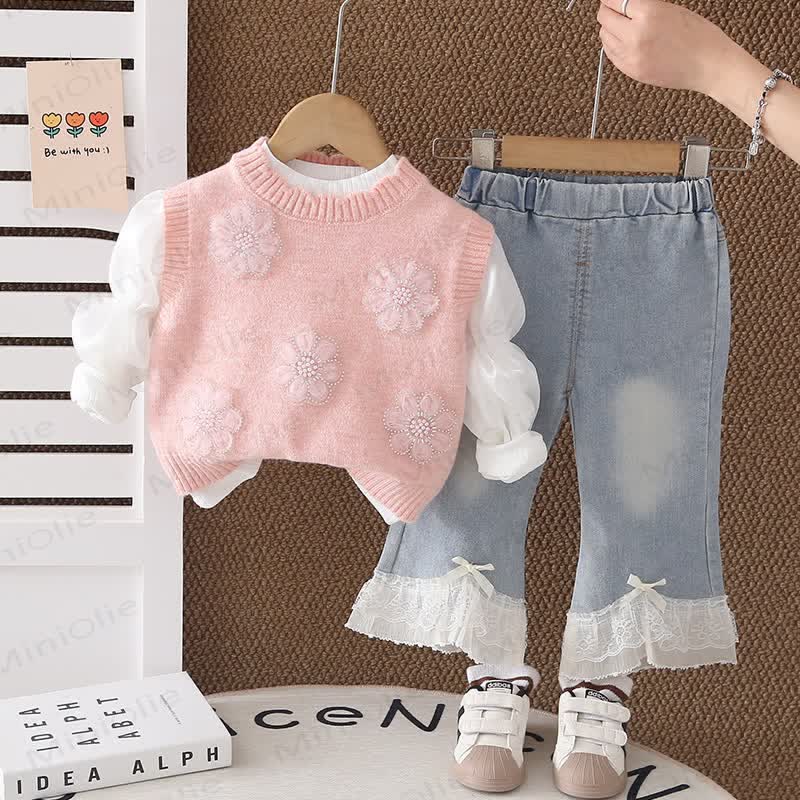 ベビー 幼児 女の子 花柄 3点セット - ピンク - 5～7歳 - image 3