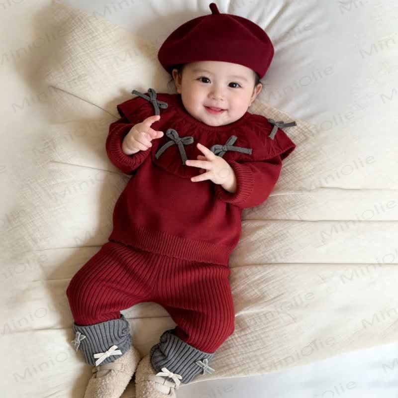 ベビーガールズ ボウニット 2ピースセット - 赤 - 2～3歳 - image 4