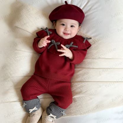 ベビーガールズ ボウニット 2ピースセット - 赤 - 2～3歳 - image 4