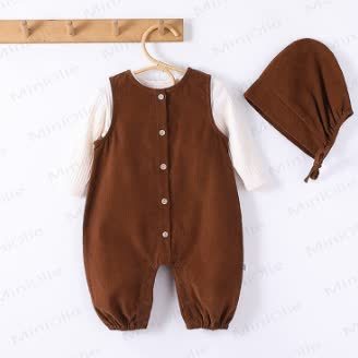 ベビー ノースリーブ 無地 ロンパース 帽子付き - image 6