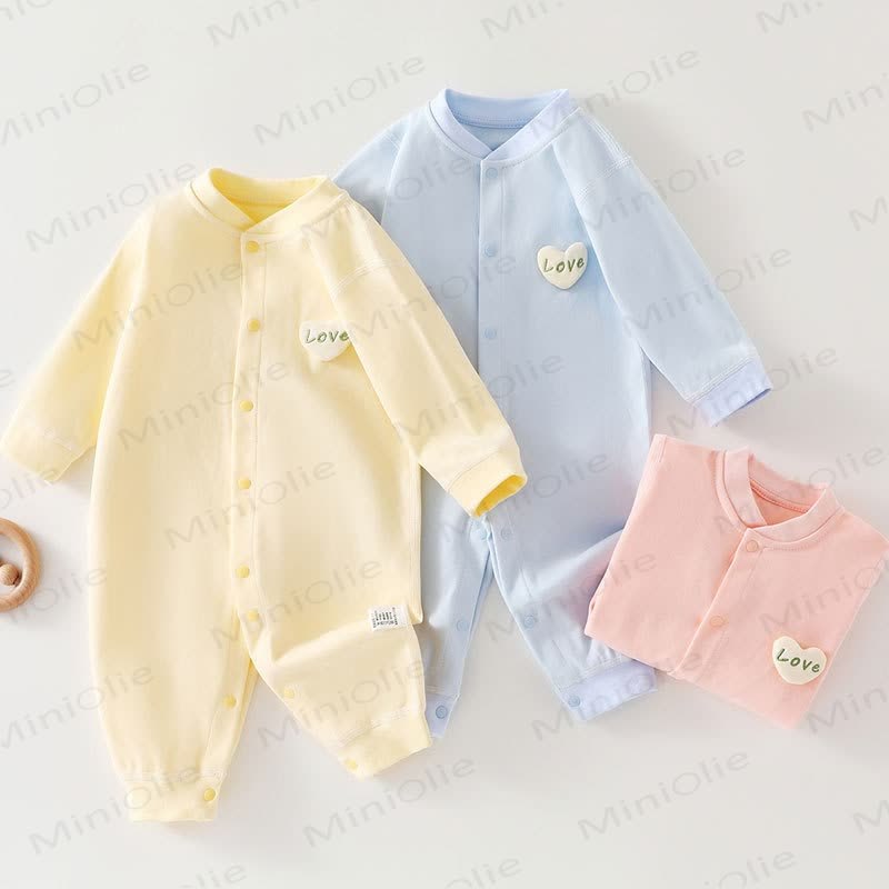 LOVEベビーハートパジャマロンパース - image 1