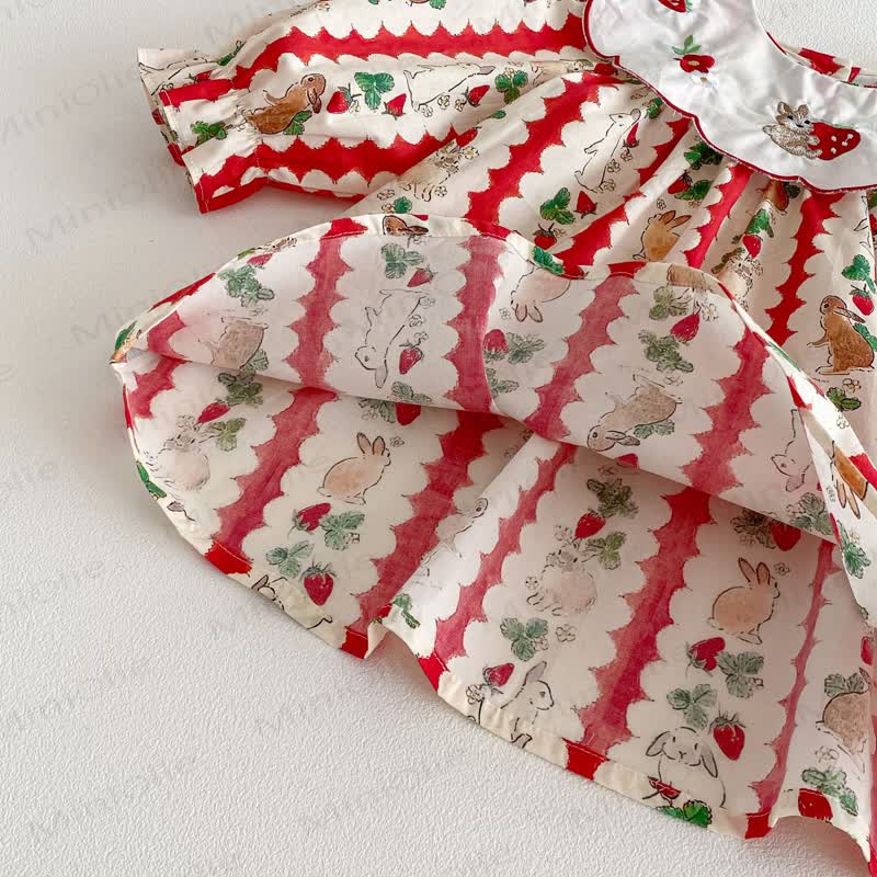 幼児用女の子用バニー柄ストロベリーフラワーDress - image 12