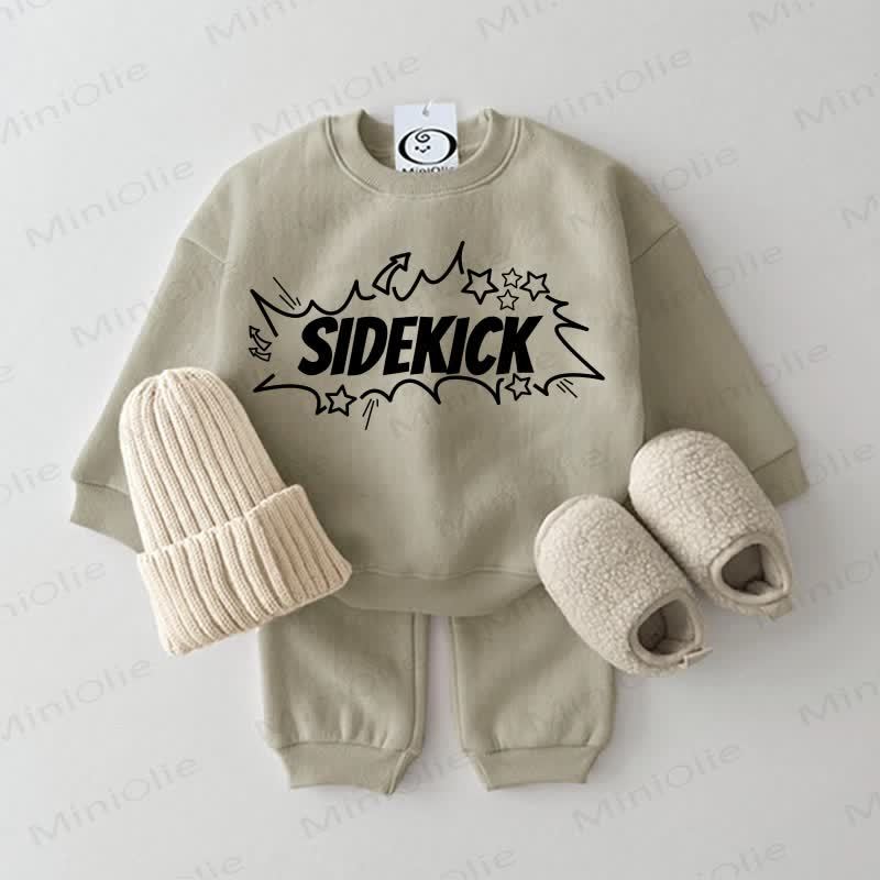 EVERY SUPERHERO NEEDS A SIDEKICK/SIDEKICKベビー スウェットシャツ 2点セット グレーグリーン - サイドキック - 2～3歳 - image 2