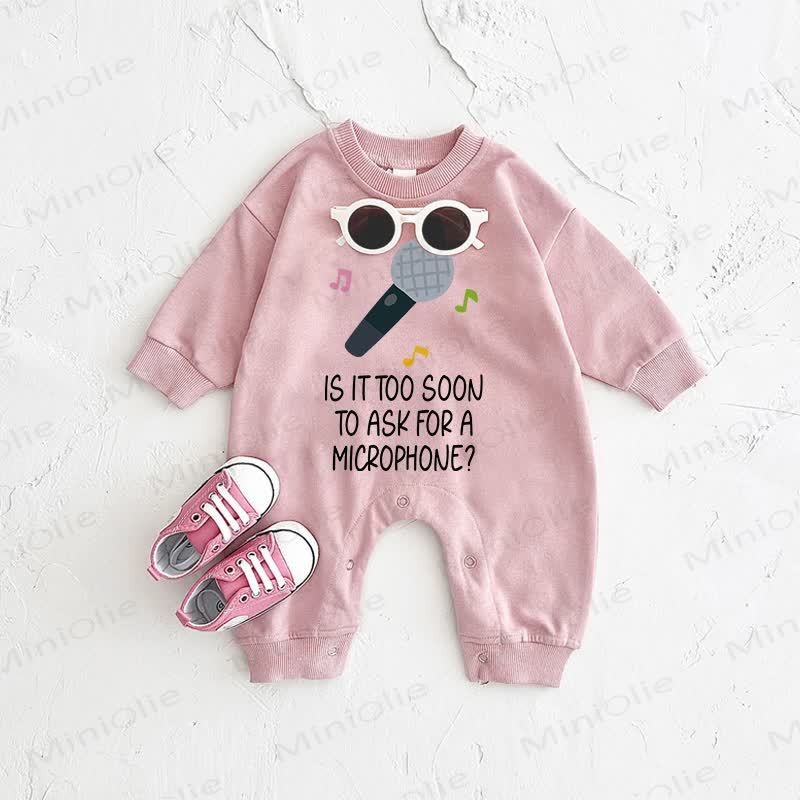 IS IT TOO SOON TO ASK FOR A MICROPHONE？ベビーピンクのロンパース - ピンク - 2～3歳 - image 1