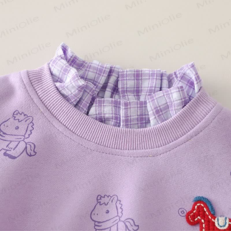 ベビー 幼児 女の子 馬柄 リボン チェック柄 2点セット - image 8