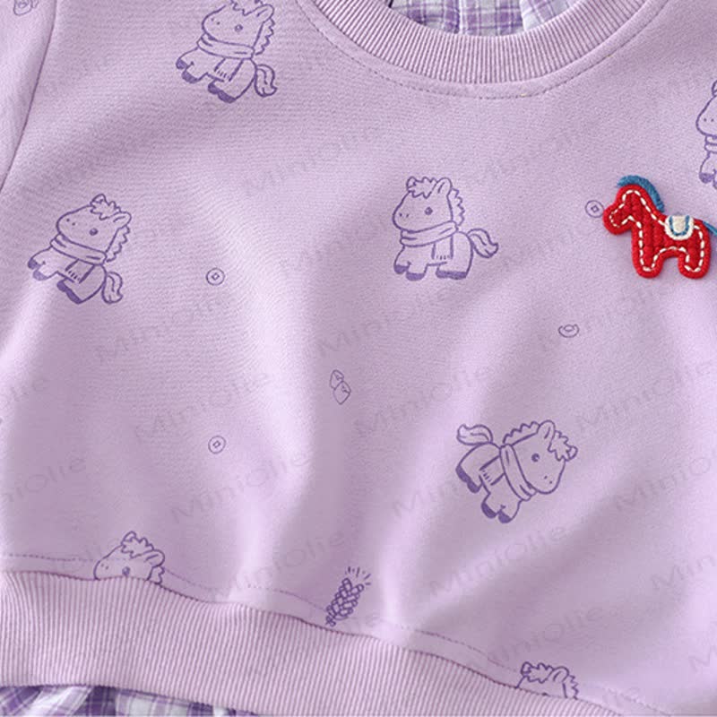 ベビー 幼児 女の子 馬柄 リボン チェック柄 2点セット - image 10