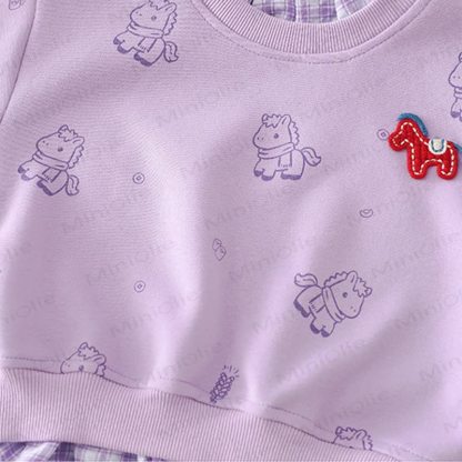 ベビー 幼児 女の子 馬柄 リボン チェック柄 2点セット - image 10
