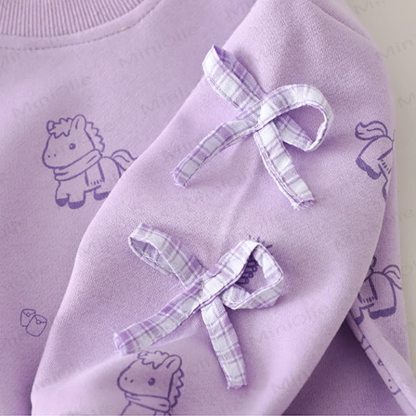 ベビー 幼児 女の子 馬柄 リボン チェック柄 2点セット - image 12