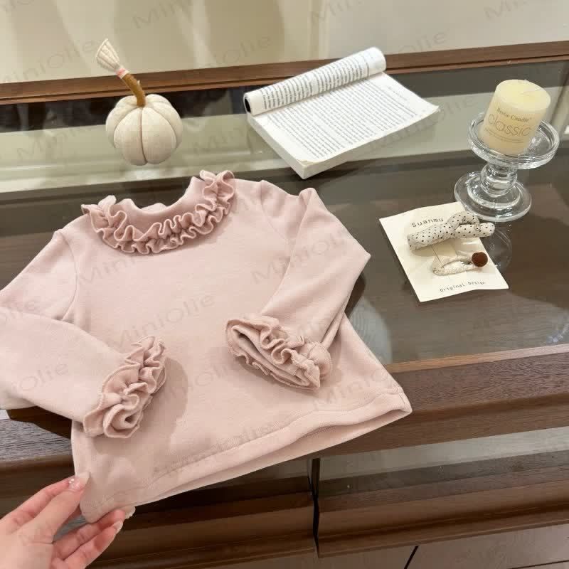 幼児用女の子用無地フリルTシャツ - ピンク - 10歳 - image 4