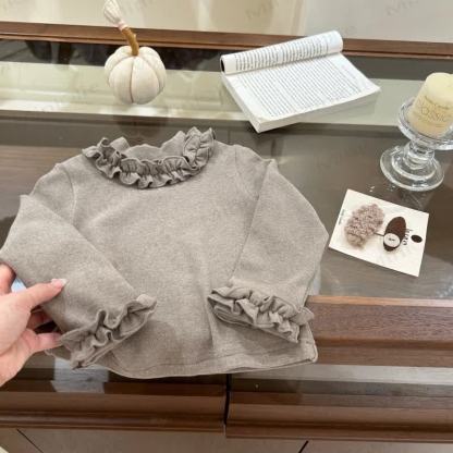 幼児用女の子用無地フリルTシャツ - カーキ - 10歳 - image 6