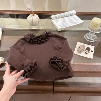 幼児用女の子用無地フリルTシャツ - 茶色 - 10歳 - image 7