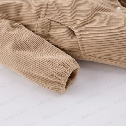 ベビーコーデュロイ無地ロンパース（帽子付き） - image 6