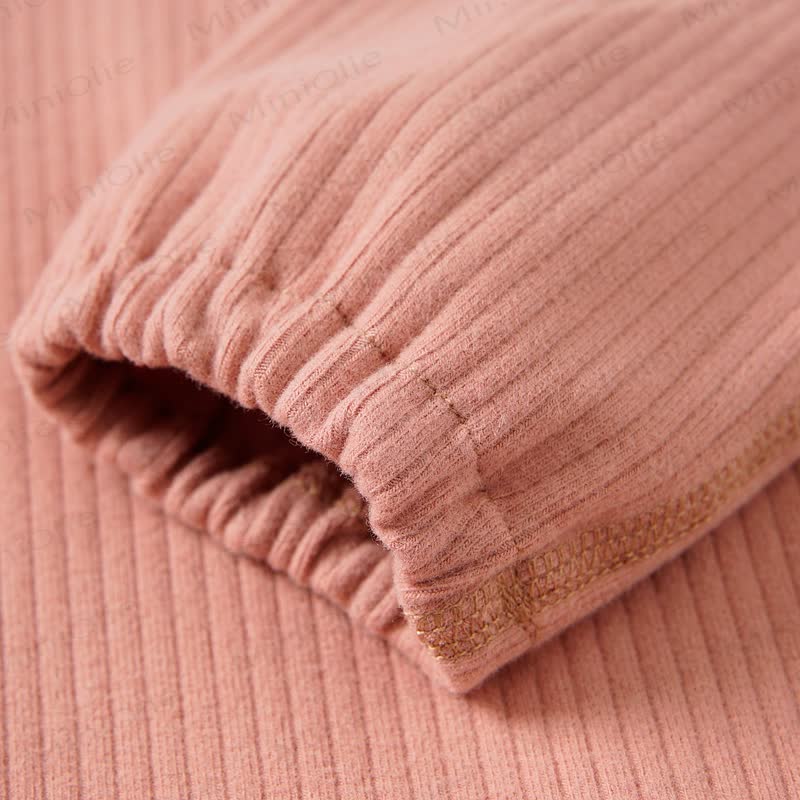 ベビー無地リブ編みダブルポケットロンパース - image 8