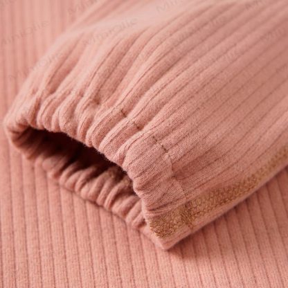 ベビー無地リブ編みダブルポケットロンパース - image 8