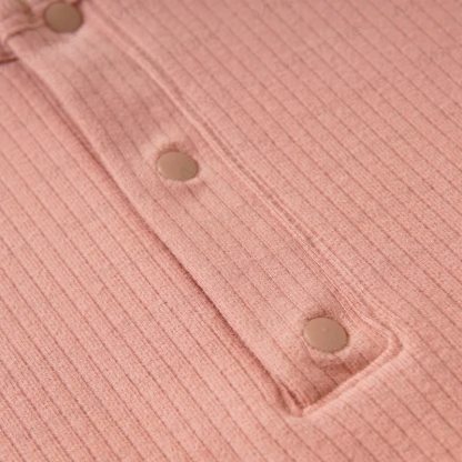 ベビー無地リブ編みダブルポケットロンパース - image 4