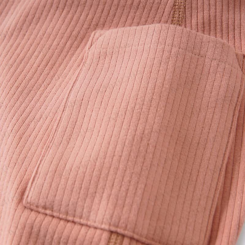 ベビー無地リブ編みダブルポケットロンパース - image 5