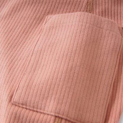 ベビー無地リブ編みダブルポケットロンパース - image 5