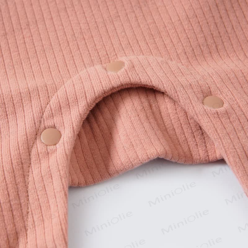 ベビー無地リブ編みダブルポケットロンパース - image 7