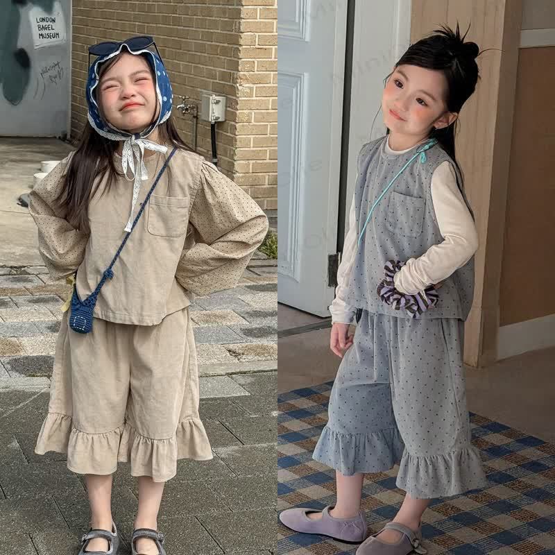 ベビー 幼児 女の子 無地/ドット 2点セット - image 1