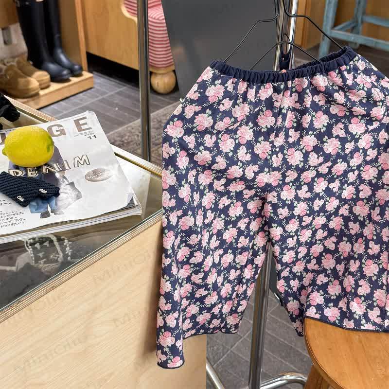 ベビー 幼児 女の子 フラワー/ドット パンツ - 青 - 8歳 - image 3