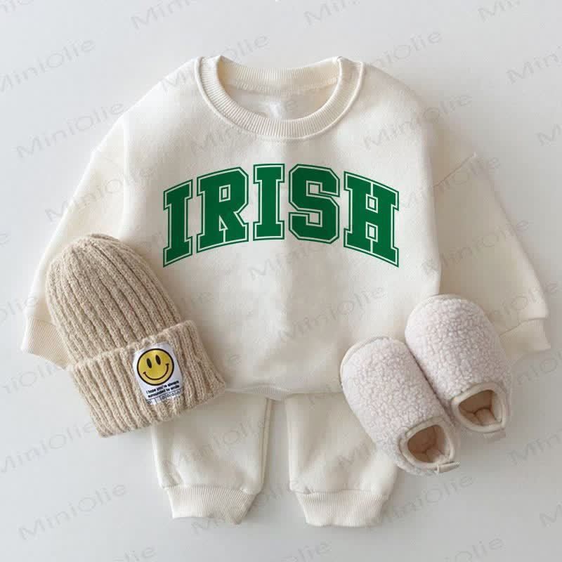 IRISHベビー ホワイト スウェットシャツ＆パンツ 2ピースセット - 白 - 2～3歳 - image 1
