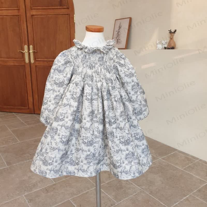 ベビー幼児女の子用スイートフラワーDress - 青 - 5-6Y - image 1