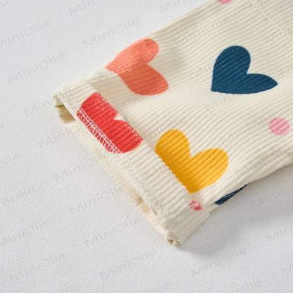 ベビー幼児用カラフルハート＆水玉模様ベージュコーデュロイパンツ - image 4