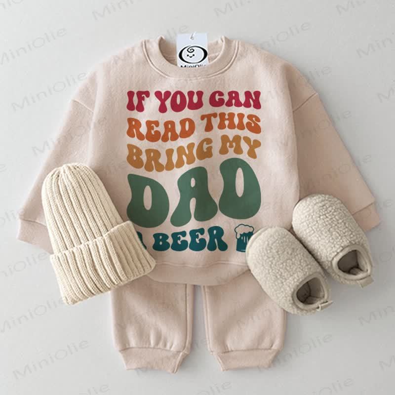 IF YOU CAN READ THIS BRING MY DAD A BEERね ベビーベージュ 2点セット - ベージュ - 2～3歳 - image 1