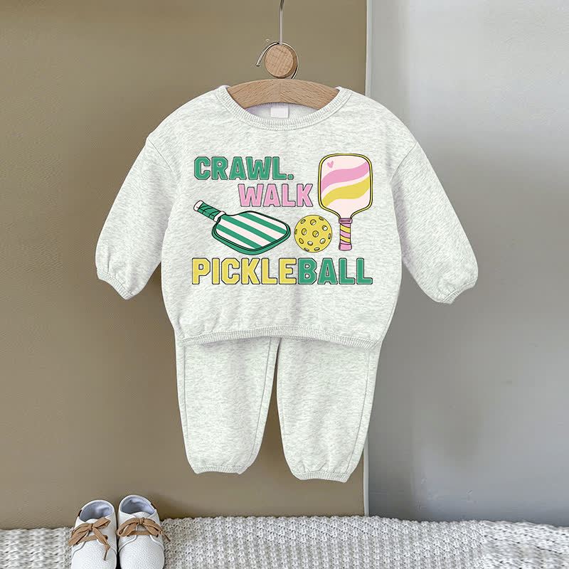 CRAWL WALK PICKLEBALLラブ グレー スウェットシャツ 2点セット - グレー - 2～3歳 - image 1