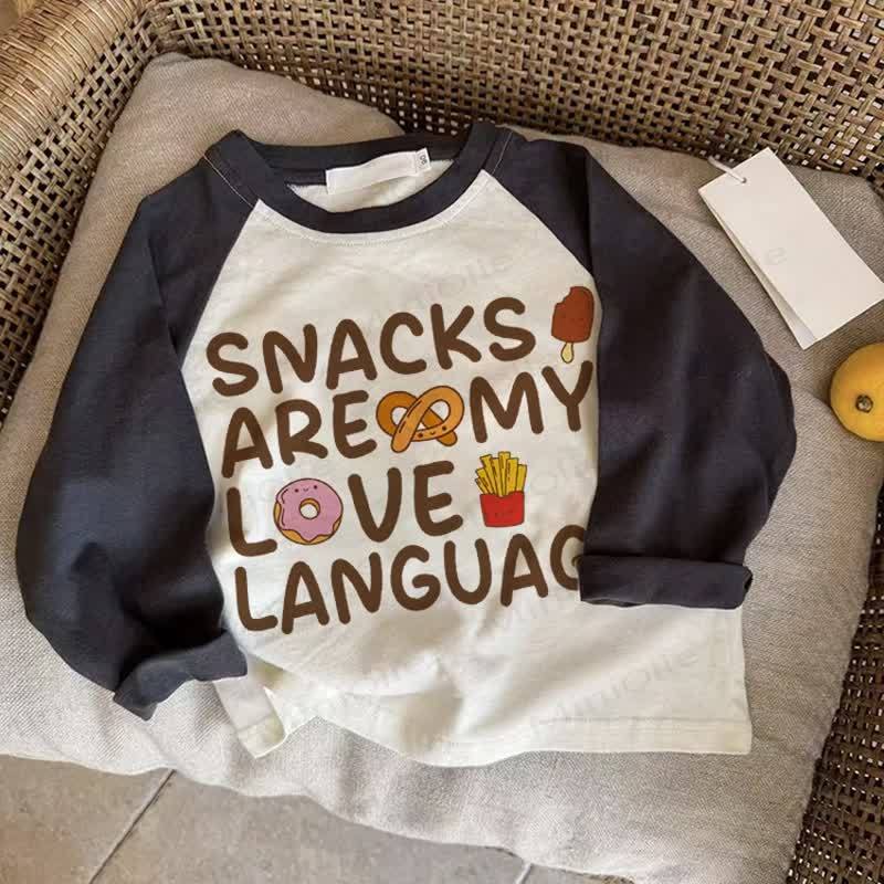 SNACKS ARE MY LOVE LANGUAGEベビー ダークグレー ラグランTシャツ - ドラック・グレイ - 2～3歳 - image 1