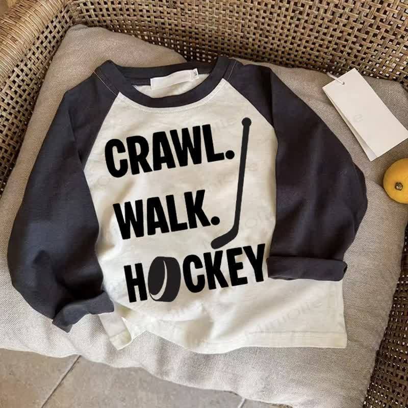 CRAWL. WALK. HOCKEYベビー ダークグレー ラグランTシャツ - ドラック・グレイ - 2～3歳 - image 1