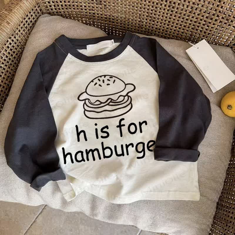 H IS FOR HAMBURGERベビー ダークグレー ラグランTシャツ - ドラック・グレイ - 2～3歳 - image 1