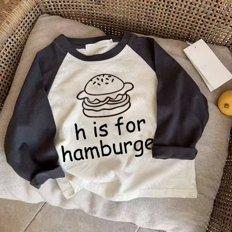 H IS FOR HAMBURGERベビー ダークグレー ラグランTシャツ - ドラック・グレイ - 2～3歳 - image 1
