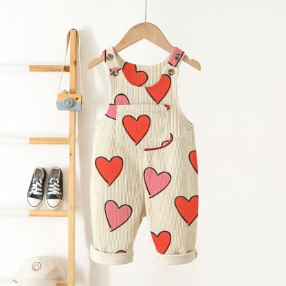 ベビー幼児用ハートコーデュロイベージュオーバーオール - ベージュ - 2～3歳 - image 1