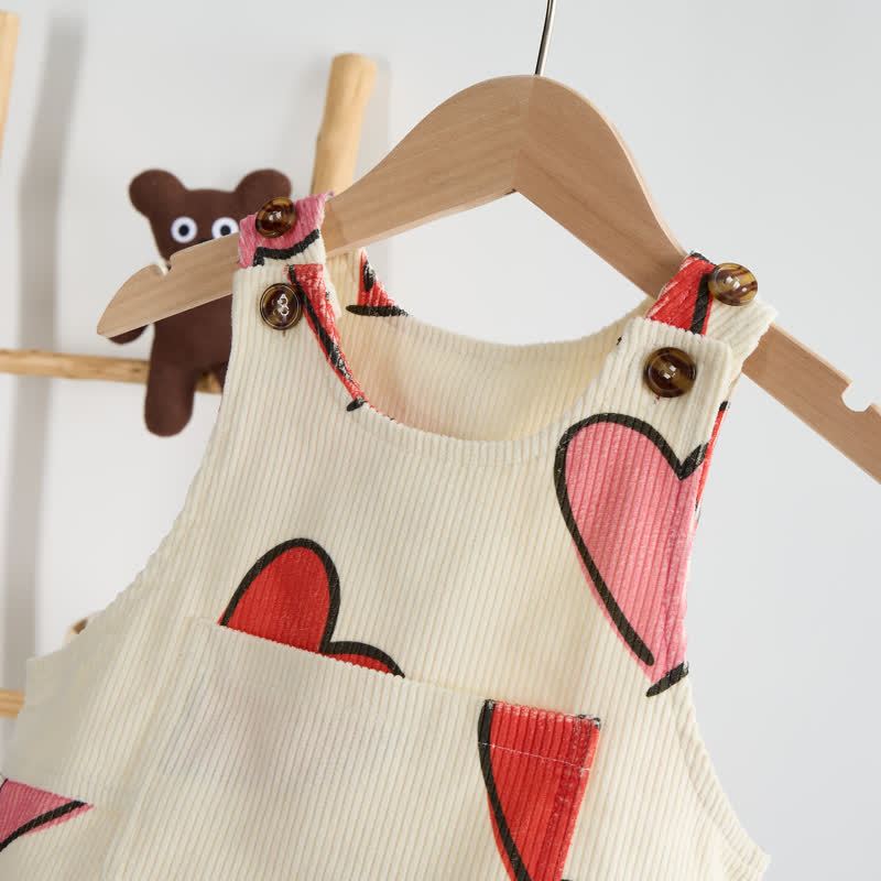 ベビー幼児用ハートコーデュロイベージュオーバーオール - image 4