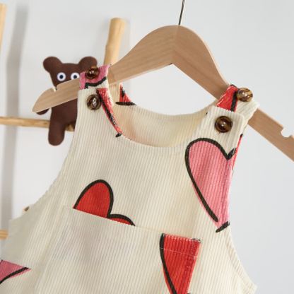 ベビー幼児用ハートコーデュロイベージュオーバーオール - image 4