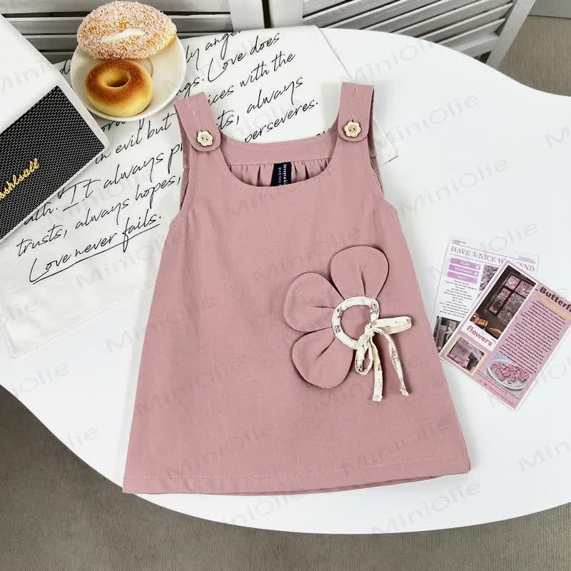 ベビー 幼児 女の子 フラワー レース トップス/ノースリーブDress - ピンクのDress - 5-6Y - image 5