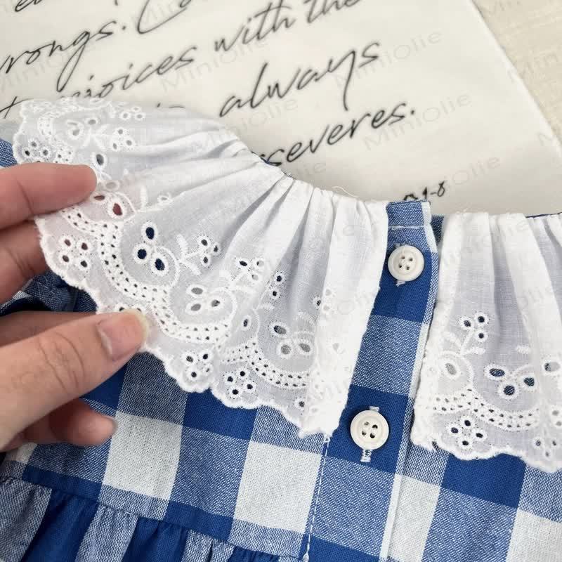 ベビー幼児女の子用チェック柄レースDress - image 7