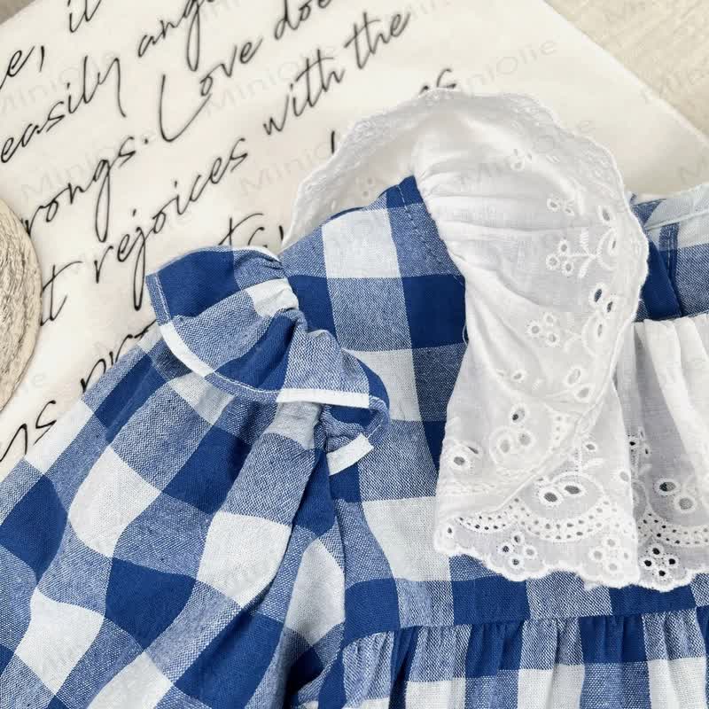 ベビー幼児女の子用チェック柄レースDress - image 4
