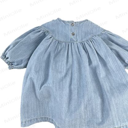 ベビー幼児女の子用スウィート無地デニムDress - image 2