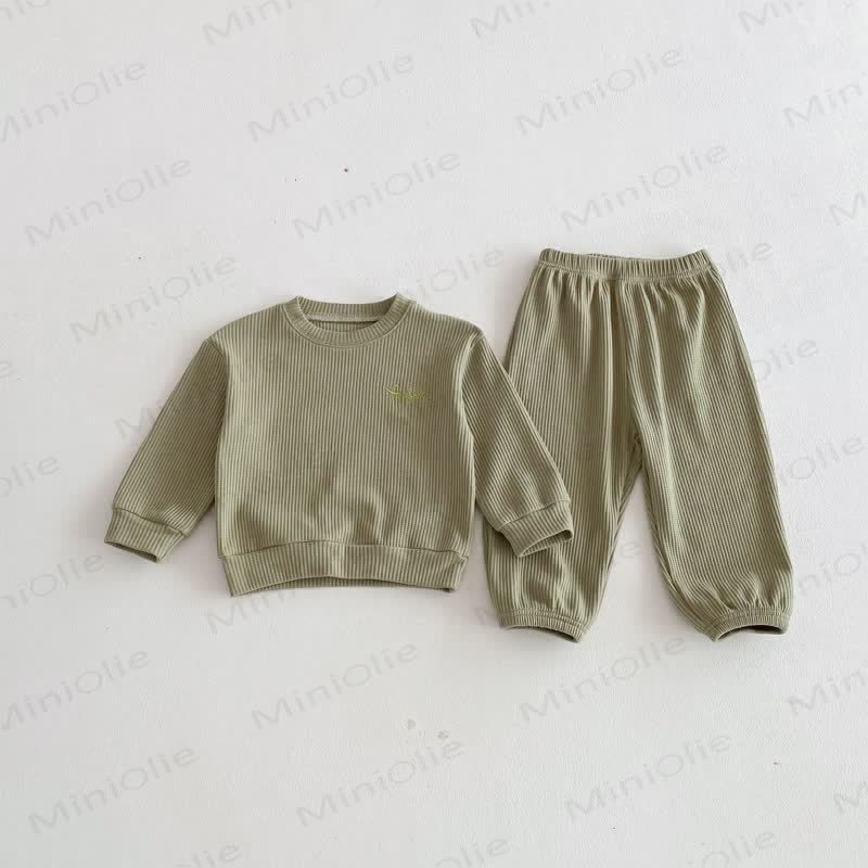 ベビー幼児用刺繍ワッフル2点セット - 緑 - 8歳 - image 6