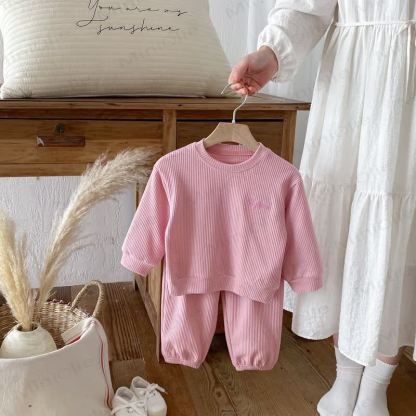 ベビー幼児用刺繍ワッフル2点セット - ピンク - 8歳 - image 8