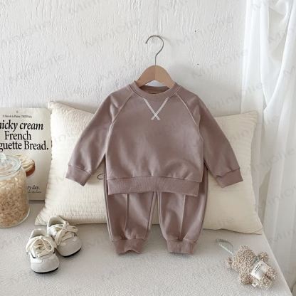 ベビー幼児用2点セット（無地） - カーキ - 8歳 - image 6