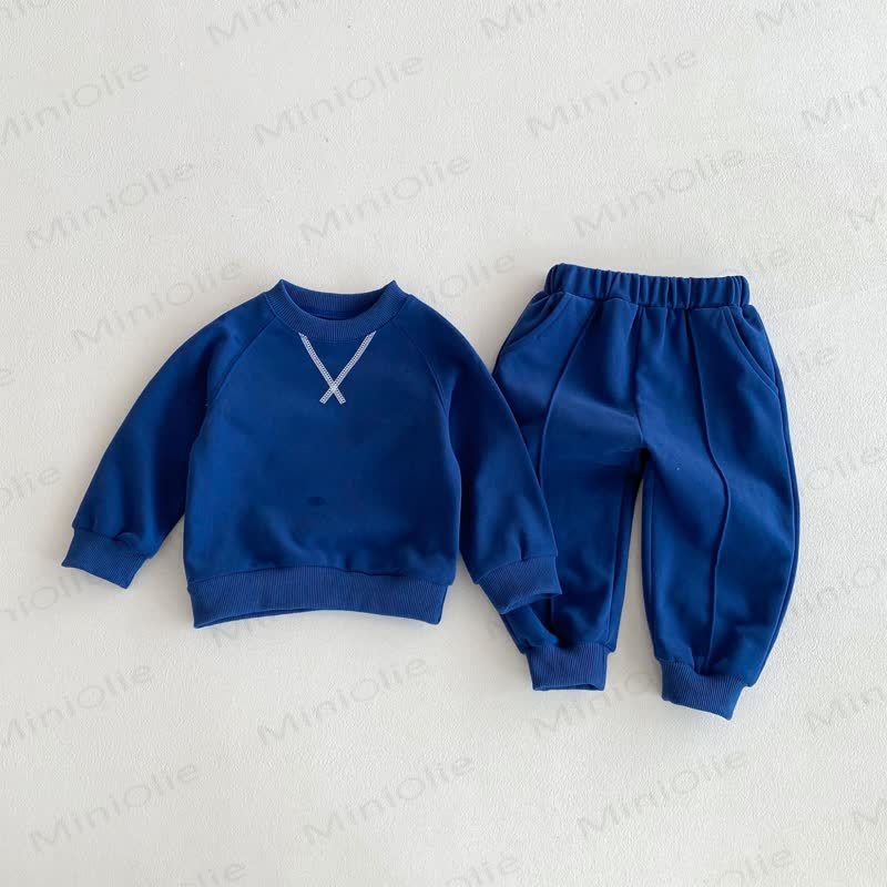 ベビー幼児用2点セット（無地） - 青 - 8歳 - image 7