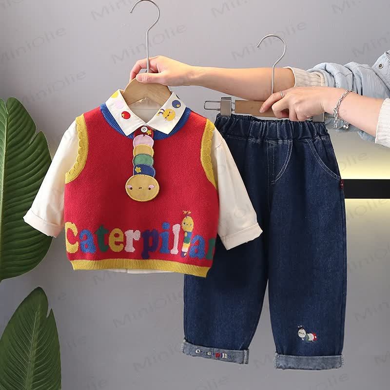 CATERPILLARベビー 幼児用 マルチカラー ニット 3点セット - image 3