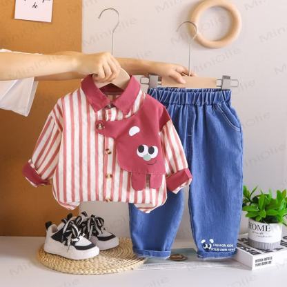 ベビー 幼児 男の子 ストライプ 2点セット - ピンク - 5～7歳 - image 4