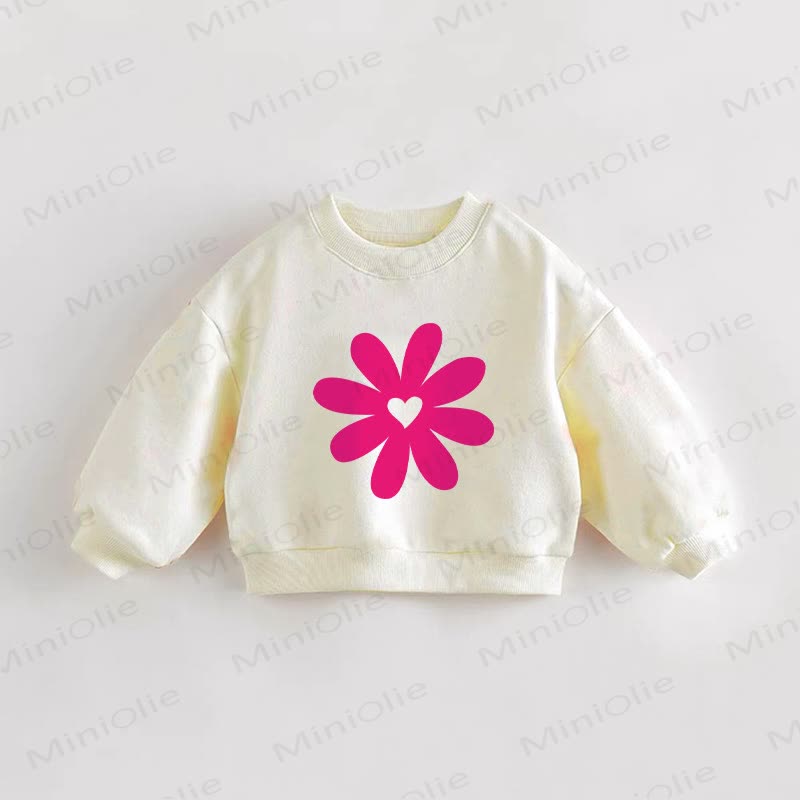 ベビー幼児用フラワーハートスウェットシャツ - クリーム - 3～5歳 - image 1